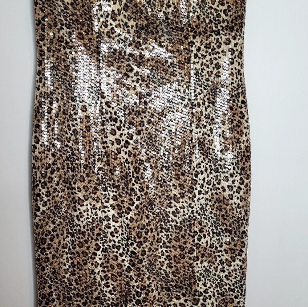 Sue Wong Leopard Sequin Cocktail Dress - Picture 12 of 14